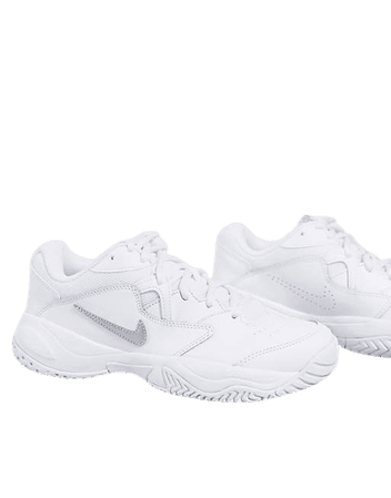Nike Court Lite 2 sneakers in white and metallic silver | ASOS