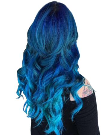 Curly Blue Hair Ombre