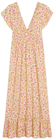 Yellow floral flowy maxi dress - Yellow floral - Monki WW