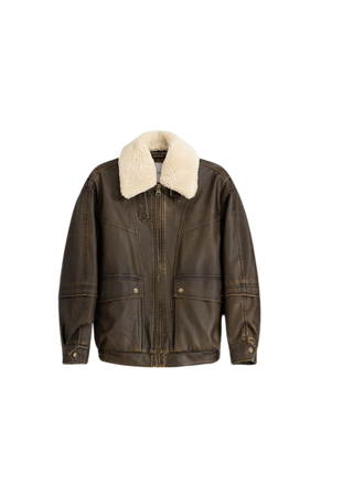 Distressed double-sided faux leather aviator jacket - New - Women | Bershka