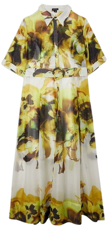 Plus Size Photographic Floral Organdie Midaxi Shirt Dress | Karen Millen