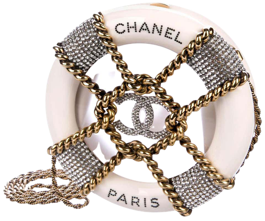 Chanel Runway White Crystal Gold Round Evening Clutch Shoulder Bag in Box For Sale at 1stdibs