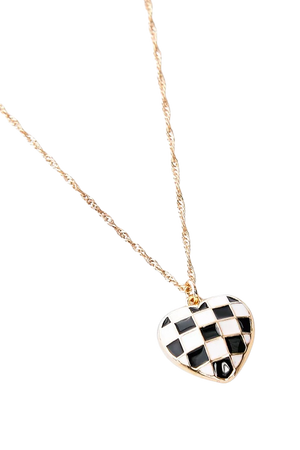 Checkered Flag Heart Necklace