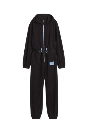 Fleece Jumpsuit - Black/light blue - Ladies | H&M US