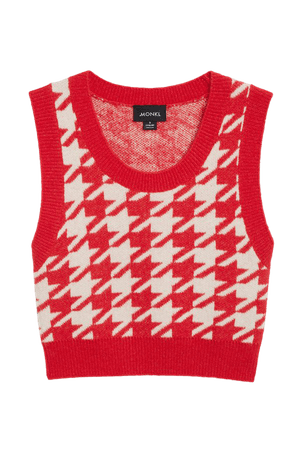 Knit vest - Red and white pattern - Knitted tops - Monki WW