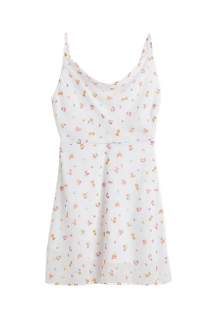 Patterned chiffon dress - White/Small flowers - Ladies | H&M US
