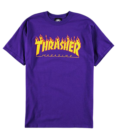 Thrasher Flame Logo Purple T-Shirt