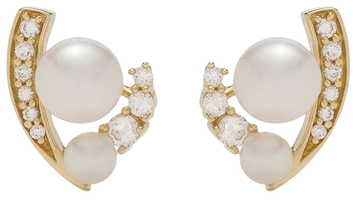 Yoko London 18kt Yellow Gold Trend Freshwater Pearl And Diamond Earrings | Farfetch.com