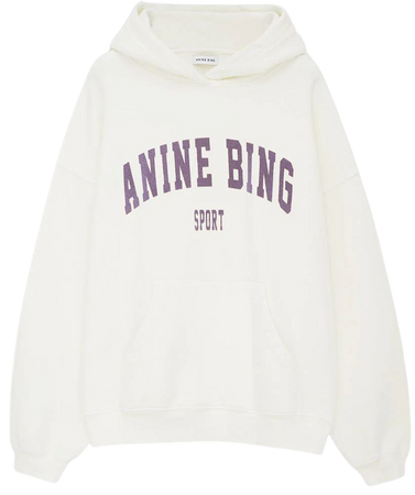 ANINE BING Harvey Sweatshirt - Off White With Purple