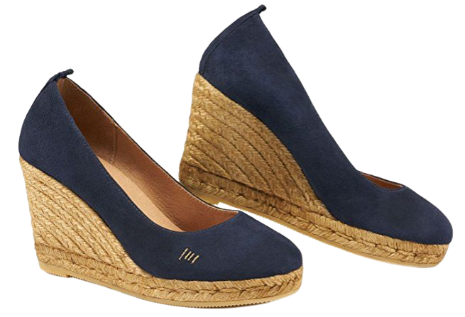 Stuart Weitzman Corkswoon Navy Suede Wedges - Kate Middleton Shoes - Kate's Closet