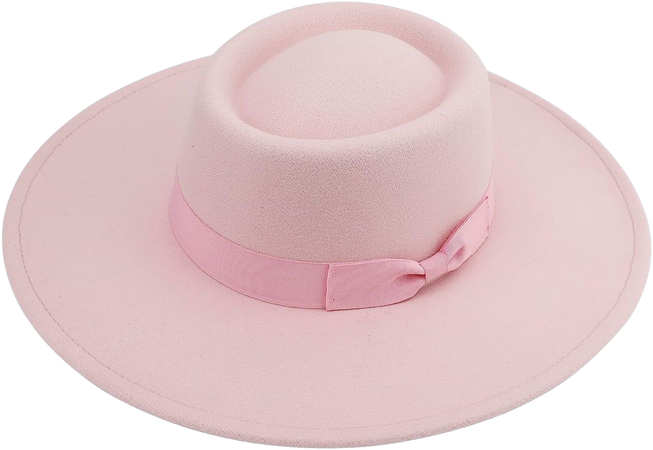 Pro Celia Big Wide Brim Women Fedora Hat (Oval-Light Pink) at Amazon Women’s Clothing store