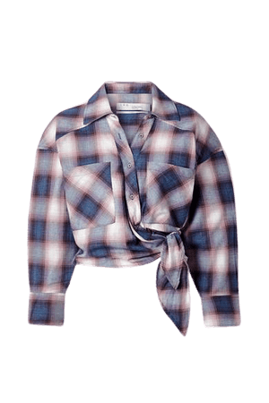 Camde Checked Cotton-flannel Wrap Shirt - Blue