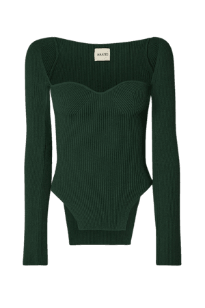 Dark green Maddy ribbed-knit sweater | Khaite | NET-A-PORTER