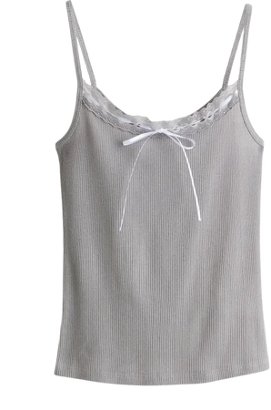 Tie-detail Lace-trimmed Camisole Top - Gray - Ladies | H&M US