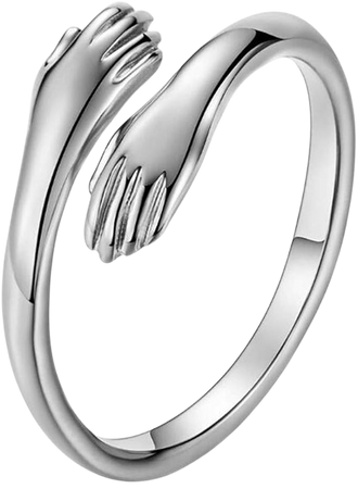 Amazon.com: Jude Jewelers Stainless Steel Hand Style Hug Embrace Statement Promise Anniversary Ring : Clothing, Shoes & Jewelry