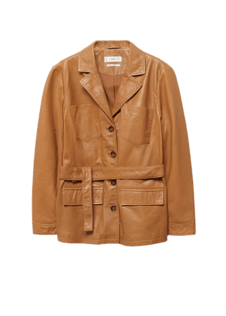 Belt leather jacket - Women | Mango USA