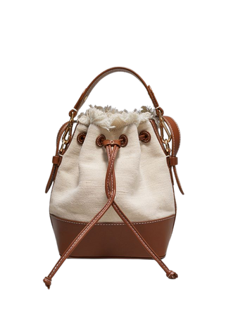 Leather-Trimmed Canvas Bucket Bag - Beige - Bucketbags - & Other Stories US