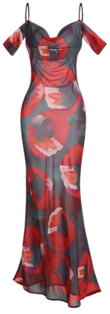 Floral Print Cold Shoulder Sheer Maxi Dress In MULTI | ZAFUL 2023