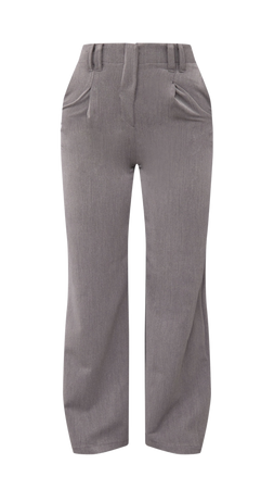 PLT Grey Woven High Waist Tailored Pants