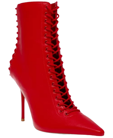 red Steve Madden  Allnight Lace-Up Stiletto Dress Booties