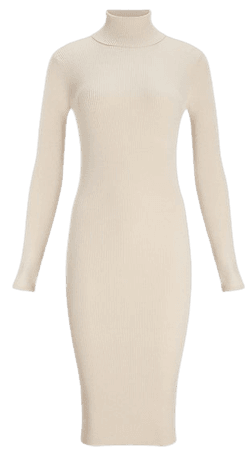 Ribbed Turtleneck Midi Sweater Dress | Express