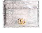 Gucci Silver Petite Laminated Lizard Card Holder Wallet - Tradesy