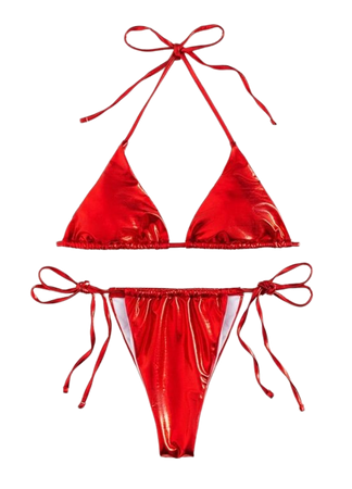 metallic red swimsuit $200