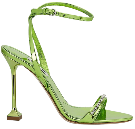 Shop Miu Miu Metallic Leather Embellished Ankle-Strap Sandals | Saks Fifth Avenue