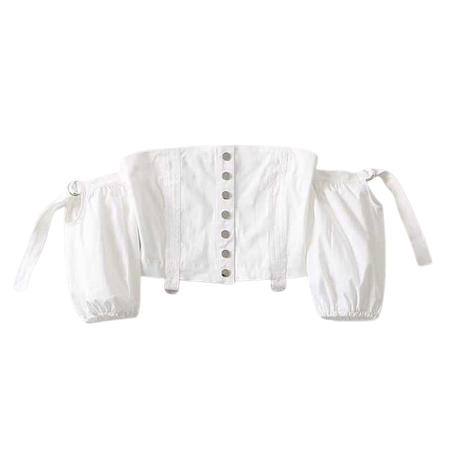 Aproms White Strapless Off Shoulder Blouse Summer Short Sleeve Crop Top Women Button Down Shirt Streetwear Fashion Blusas 2018-in Blouses & Shirts from Women's Clothing & Accessories on Aliexpress.com | Alibaba Group
