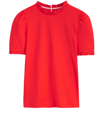 Supersoft Frill Detail T-shirt - Poppy Red | Boden US