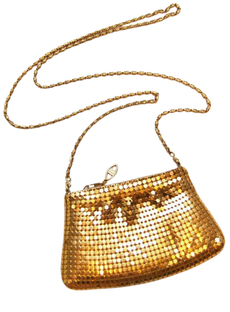 Vintage Gold Mesh Evening Bag Mini Cross Body Purse Clutch