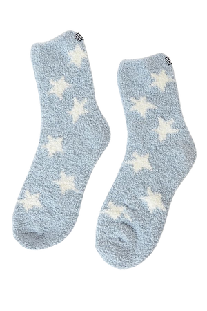 Splendid Cozy Sock - Blue Socks - Star Print Socks - Fuzzy Socks - Lulus