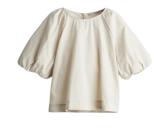 Puff-sleeved Blouse - Light beige - Ladies | H&M US
