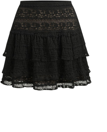 Lace Mid Rise Ruffle Hem Layered Mini Skirt - Cider