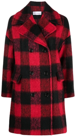 RED Valentino Checked double-breasted Short Coat - Farfetch
