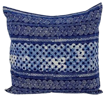 Batik Patterned Indigo Cotton Cushion Cover - Square Modern Indigo | NOVICA