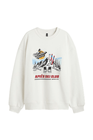Printed Sweatshirt - White/Aprés Ski Club - Ladies | H&M US