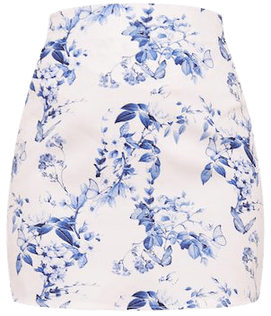 Blue Floral Print Woven Mini Skirt | Co-Ords | PrettyLittleThing USA