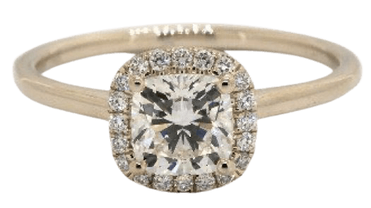 14k gold cushion diamond halo engagement ring 0.90 carat 3875$ CAD