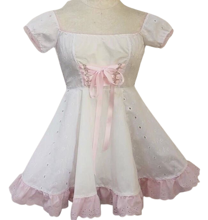 short white dress with pink bow n frills