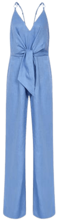 Reiss Blue Ana Petite Linen Jumpsuit | REISS USA
