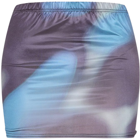 Blue Blur Print Slinky Micro Mini Skirt | PrettyLittleThing USA