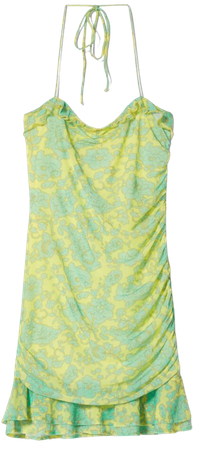 Ruffled tulle halter neck mini dress - Dresses - Woman | Bershka