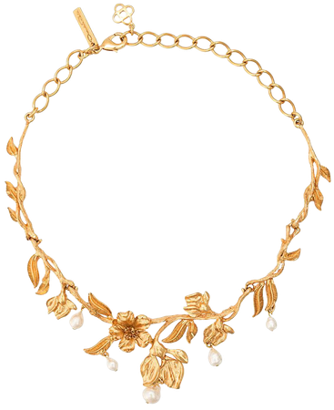 Oscar De La Renta Pearl Floral Necklace