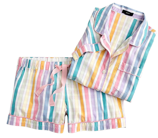 J.Crew: Cotton Poplin Pajama Short Set In Rainbow Gingham For Women