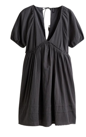 Tie-detail Crinkled Easy-wear Dress - Dark gray - Ladies | H&M US