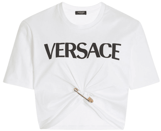Logo-Print Cropped Cotton T-Shirt By Versace | Moda Operandi