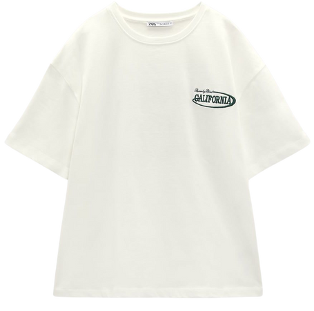EMBROIDERED TEXT T-SHIRT - Oyster White | ZARA United States