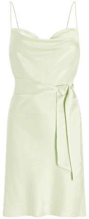 Satin Cowl Neck Belted Slip Dress | Express