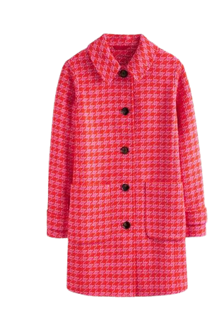 Button Checked Fitted Coat - Dogstooth | Boden US